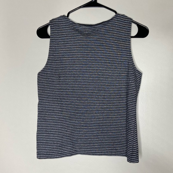 Madewell Size XS Stripe Crossover Tank Top 100% Cotton Black C9024 - Picture 2 of 6